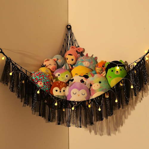 LUCKDEER Stuffed Animal Hammock for Stuffed Animals Corner Hanging Stuffed Animal Storage Holder Teddy Bear Net Kids Room