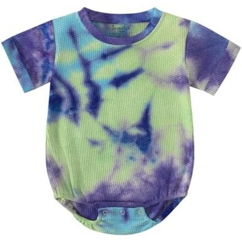 Jimonda Baby Bodysuit Tie Dye One Piece Romper, Short Sleeve