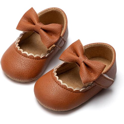 CENCIRILY Infant Baby Girls Mary Jane Flats Non Slip Soft Sole Prewalker Princess Wedding Dress Shoes