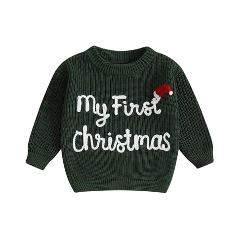 MoZiKQin Baby Christmas Outfit Boy Girl First Christmas Sweater Infant Toddler Knit Ugly Sweaters Fall Winter Clothes
