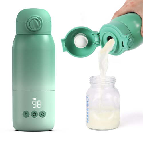Minikid Upgraded Bottle Warmer for Baby , Dual Heating Modes for Breast Milk and Water, 12 OZ Portable Milk Warmer, Green