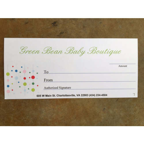 Gift Certificate - Various Amounts – Green Bean Baby Boutique