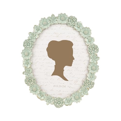 AELS 8x10 Inch Vintage Picture Frame, Elegant Antique Oval Photo Frames with Glass Front, Photo Display, Tabletop Wall Hanging, Gift Ideas, Green Flower