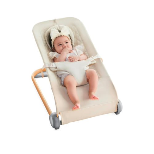 Fodoss Baby Bouncer, Portable Bouncer Seat for Babies, Ergonomic Design Baby Bouncer Chair, Baby Bassinet for Infants, Beige