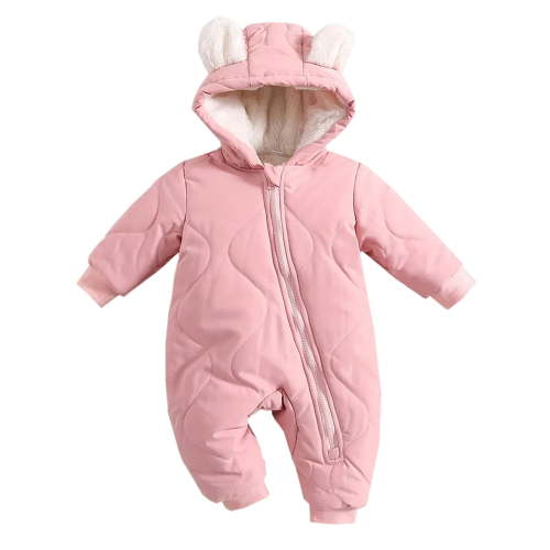 WIBACKER 3-24M Infant Hooded Thick Romper Long Sleeve Zipper Fleece Warm Winter Coat for Baby Toddler Boys Girls