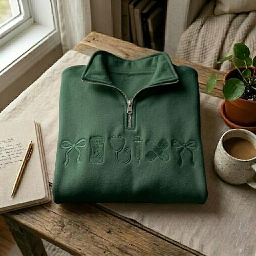 Custom Embroidered Nurse Quarter Zip Sweatshirt, Nurse Sweatshirt, Bella Canvas Sweatshirt, Medical Assistant Sweatshirt