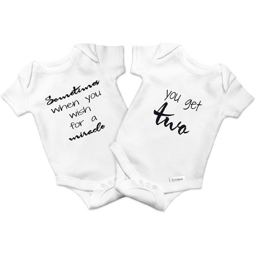TWINSTUFF Twin Baby Onesies - Twin Boy Girl Baby Outfits Matching. Set of Onesies