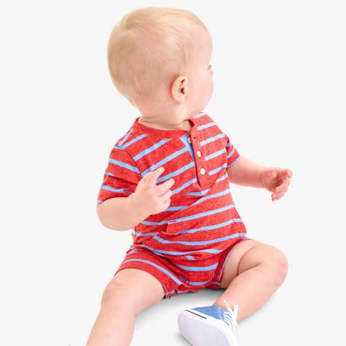 Baby heathered henley shortie in stripe