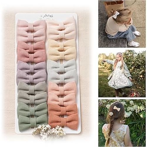 Baby Hair Clips with Bows for Girls,20pc Handmade Fully Lined Hair Barrettes,Hair Accessories for All Age Girls Toddlers Infants kids Gifts