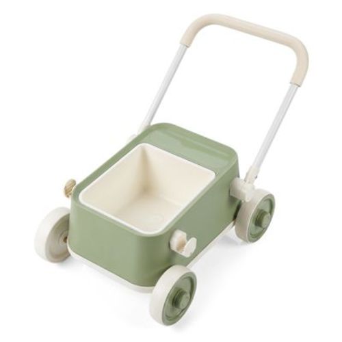 Costway Baby Push Walker with Wheels,Toddler Play Wagon with Foldable Handlebar & Storage Basket Green