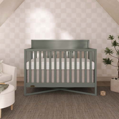 Dream On Me Owen 5-in-1 Convertible Crib, Greenguard Gold & JPMA Certified, Converts from Baby Crib to Toddler Bed, Kids Bed and Full Size Bed, Sea Grass