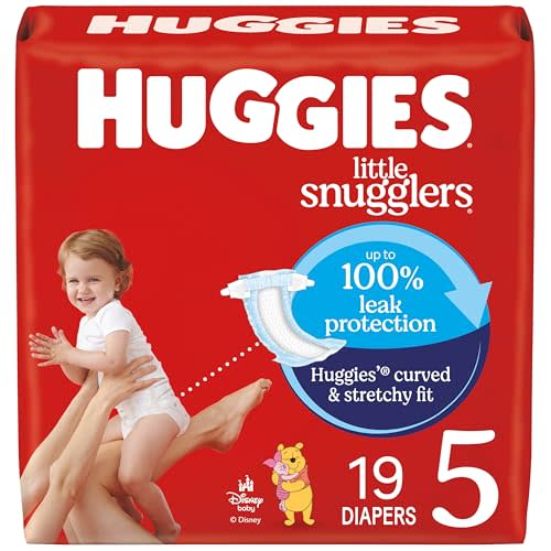 Huggies Size 5 Diapers, Little Snugglers Baby Diapers, Size 5 (27+ lbs), 19 Count, Packaging May Vary