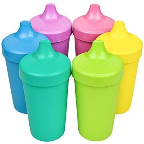 Re-Play Spill-Proof Sippy Cups - Reusable 10 Oz Set of 6, Dishwasher & Microwave Safe, Made in USA, Sorbet
