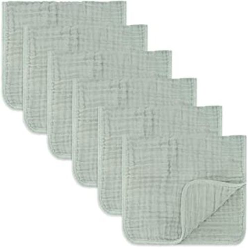 Comfy Cubs Muslin Burp Cloths Large 100% Cotton Hand Washcloths for Babies, Baby Essentials 6 Layers Extra Absorbent and Soft Boys & Girls Baby Rags for Newborn Registry (Fern, 6-Pack, 20" X10")