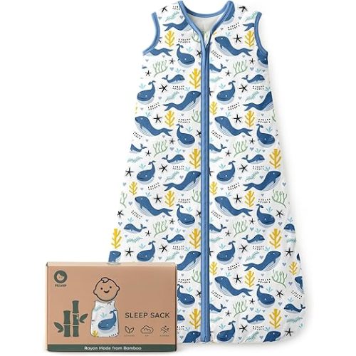 Baby Sleep Sack 0-6 Months Rayon Made From Bamboo 1.0 Tog Soft Wearable Blanket Baby Sleeping Bag for Infant Newborn 2-Way Zipper Toddler Sleep Sacks