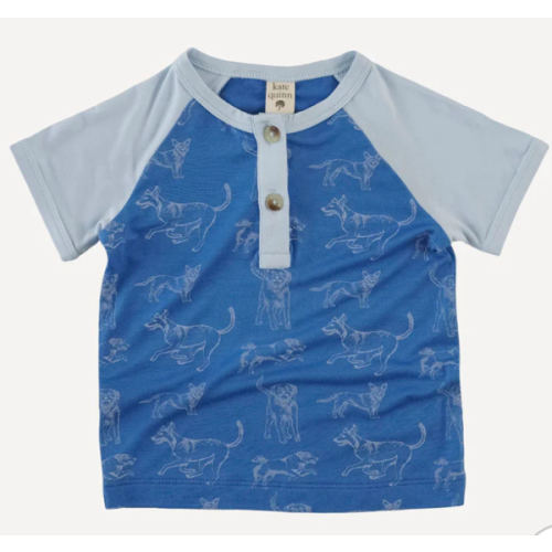 short sleeve baseball tee | blue mutts | bamboo