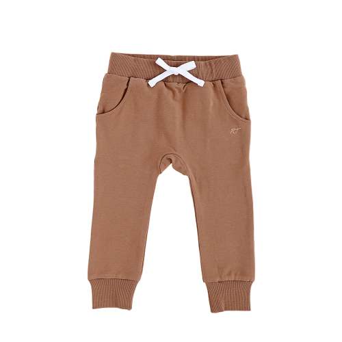 ORGANIC COTTON JOGGERS - ALMOND size 6- 12 mos