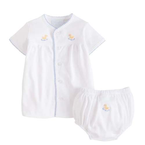 Pinpoint Layette Knit Set - Duck