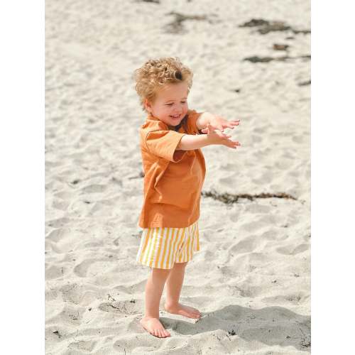 Linen Striped Shorts | Yellow