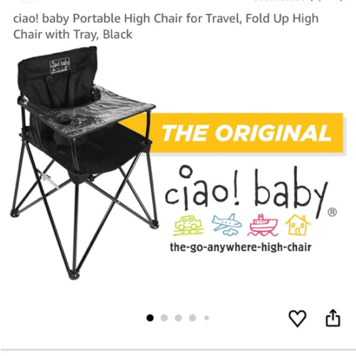 ciao! baby Portable High Chair for Travel, Fold Up High Chair with Tray, Black