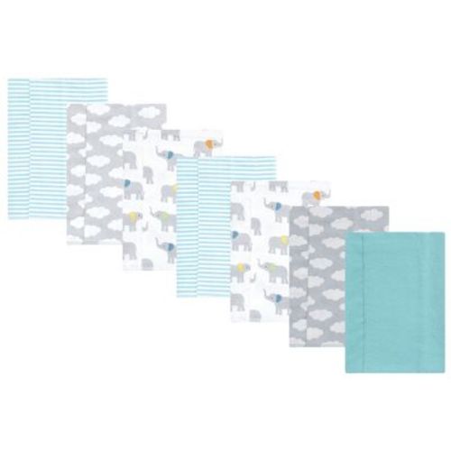 Luvable Friends Hudson Baby Cotton Poly Flannel Burp Cloths 7pk, Soft Elephant