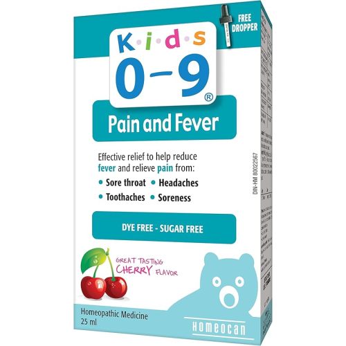 Kids 0-9 Pain & Fever 25 ml 33-Servings - Cherry Flavour - Help Reduce Fever and Relieve Pain from Sore Throat, Toothache, Headache and Soreness - Kids Oral Solution - Dye and Sugar-Free