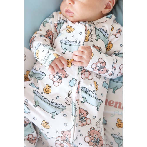 Bathtime Besties Zipper Footie | Blue