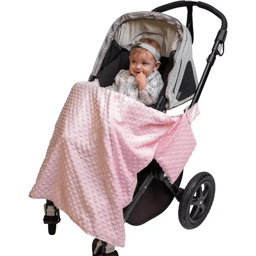 J.L. Childress Cuddle 'N Cover Stroller Blanket - Soft Baby Blanket for Travel, Car Seat, & Strollers, All-Weather Sun & Shade Protection for Infant & Toddler, Silky & Minky Fabric - 30" x 30", Pink