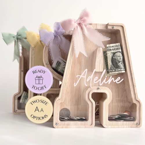 Personalized Piggy Bank For Girls First Birthday Gift For Baby Girl Present Baby Nursery Decor Toddler Easter Gift Kids Money Box With Name
