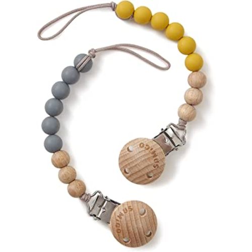 SAMiGO Pacifier Clips Holders Silicone Paci Binky Clips for Baby Boys - 2 Pack