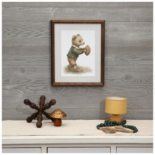 Bear With Football Striped Wood Wall Decor