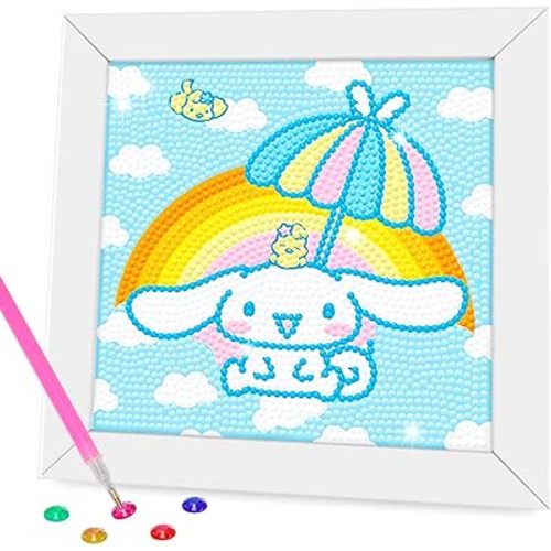 Diamond Art Kits for Kids - Crafts for Girls 8-12 - Diamond Art Painting with Wooden Frame - Arts and Crafts for Kids Ages 4-6 8-10 - GEM Art Supplies for Adult Beginners Home Wall Decor Gifts