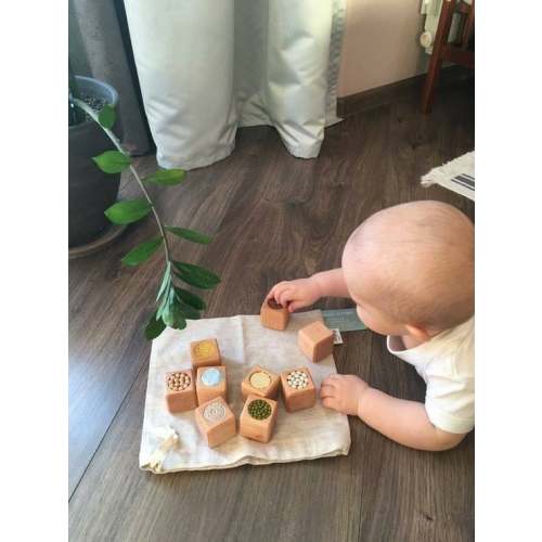 Sensory Cubes for Babies Wooden Blocks Montessori Tactile