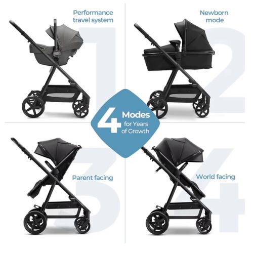 Mompush Baby Stroller, Convertible 2-in-1 with Bassinet Option, Infant Car Seat Compatible, Includes Adapter - Sturdy Full-Size Infant Stroller for Family Adventures