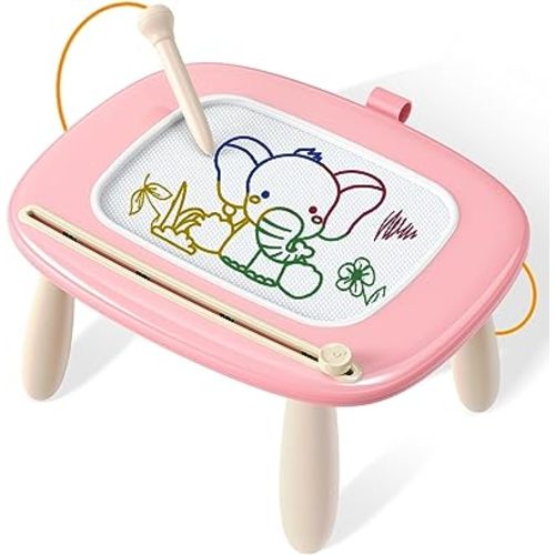 Seimome Magnetic Drawing Board, Toddler Girl Toys for 1-3 Year Old, Doodle Board Learning and Educational Kids Toys for 1 2 3 Year Old Baby Birthday GIF- Pink