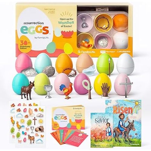 FAMILYLIFE Complete Resurrection Eggs Bundle – Interactive Easter Story Set – Hands-On Toddler Easter Activities – Resurrection Eggs, He is Risen Easter Coloring Book & Jesus is Savior Storybook