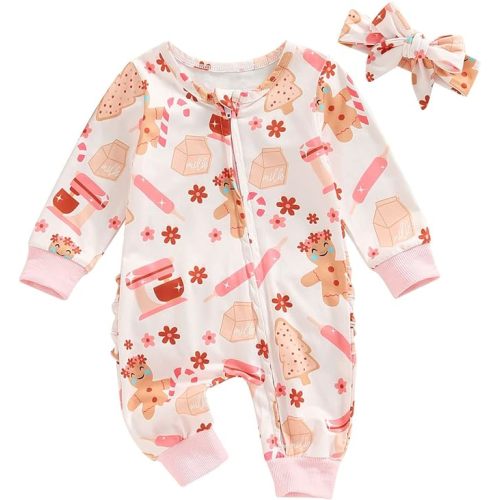 MoZiKQin Newborn Baby Girl Ruffle Romper Knit Sweater Onesie Jumpsuit Long Sleeve Zipper Romper Solid Fall Winter Outfits