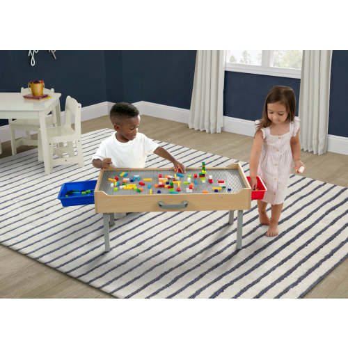 Play N Store Building Bricks Play Table with 100+ Play Bricks Included | Delta Children