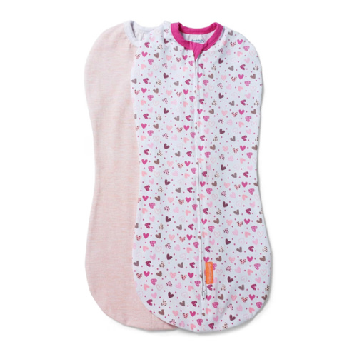 SwaddleMe by Ingenuity Compression Baby Swaddle Pod, Two-Way Zipper for Easy Diaper Changes, Improves Sleep & Calms Startle Reflex, 0-2 Months, 1.0 TOG, 2-Pack - I Heart You