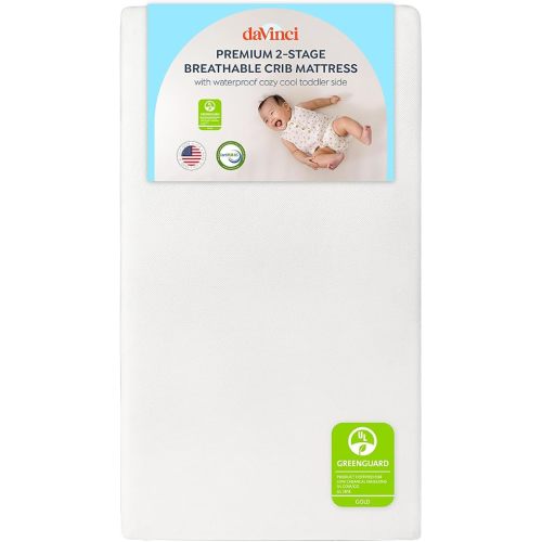 Davinci Premium 2-Stage Crib & Toddler Mattress, Firm Support, Lightweight, Removable Cover, Greenguard Gold Certified, CertiPUR-US® Certified