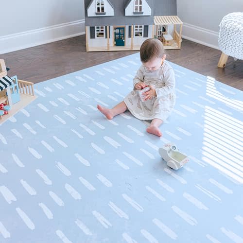 Little Landings Baby Play Mat for Floor - Shoreline (6x6ft) - Interlocking EVA Foam Play Mat Tiles for Babies & Toddlers, Non-Toxic Playmat for Tummy Time, Crawling & Playroom - Rug-Look Design