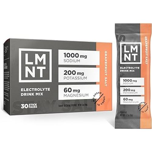 LMNT Zero Sugar Electrolytes - Grapefruit Salt | Drink Mix | 30 Count