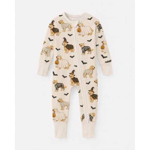 Halloween Golden Dog Bamboo Convertible Zippy, Cute Golden Retriever Baby Pajamas, Spooky Dog Toddler Zippy, Fall Puppy Baby Outfit