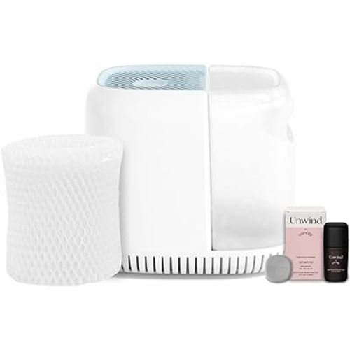 Canopy Bedside Humidifier, Blue Humidifier, 36 HR Run Time, 2.5L Capacity - Help Alleviate Symptoms of Allergies, Flu, Cold, Dry Skin Includes Humidifier, Unwind Aroma, Filter, Power Cord & Adapter