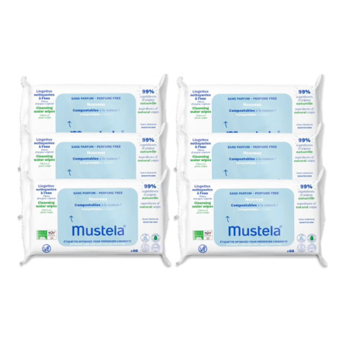 Mustela Baby Home Compostable Cleansing Wipes - For Face, Body & Diaper Area - 99% ingredients of natural origin & plant-based fibers - For all skin types - Fragrance Free Version & Various Sizes