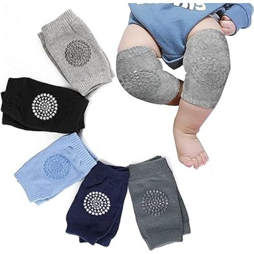 5 Pairs Toddler Knee Pads, Crawling Baby Essentials, Anti-Slip Cushion for Crawling and Walking, Soft Breathable Protection Toddler Knee Pads Gift Idea for Baby