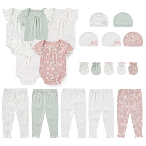 MAMIMAKA Newborn Layette Gift Set 20-Piece Cotton Baby Boy Girl Clothes Essentials and Accessories
