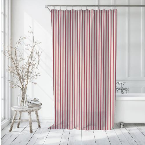 Red Stripes Shower Curtain Red Ticking Stripe Shower Curtain Farmhouse Bath Curtain Classic Stripe Bath Curtain French Farmhouse Bathroom