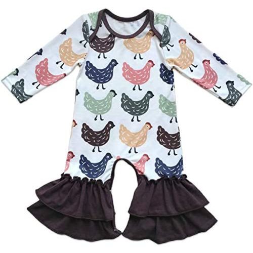IBTOM CASTLE Baby Girl Icing Ruffle Jumpsuit Pants Long Sleeve Christmas Floral Romper for Kids Pajamas Birthday Outfit