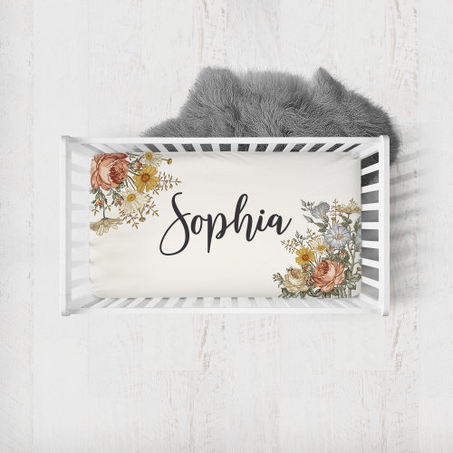 Personalized Floral Crib Sheet, Crib Sheets Girl, Vintage Floral Crib Bedding, Baby Girl Crib Bedding, Floral Nursery, Girl Nursery Bedding